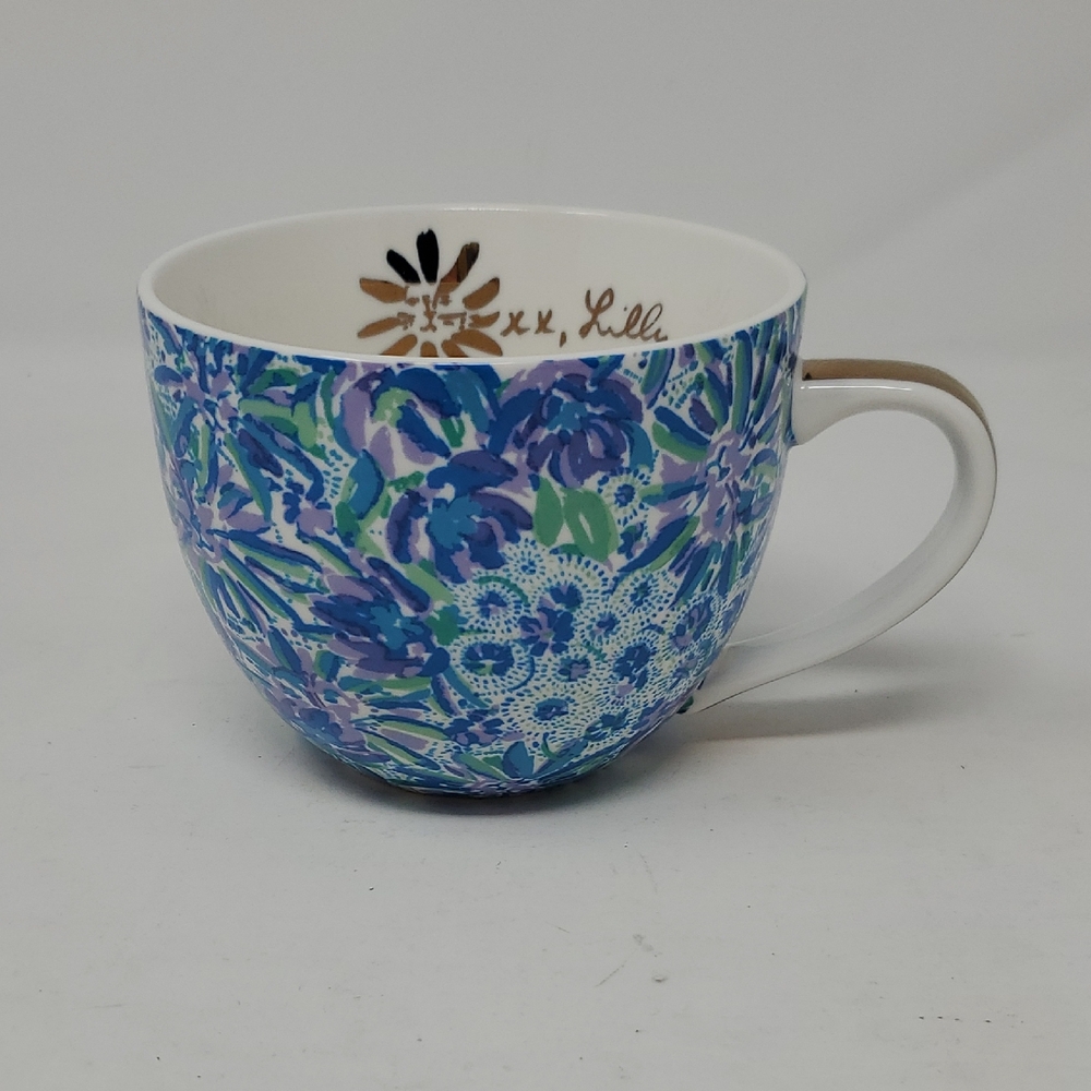 Lilly Pulitzer Blue and Green Floral Cup